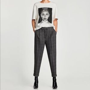 Zara Checked Flannel Trousers XS Brand New